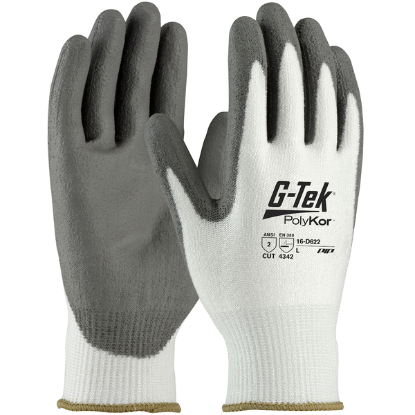 16-D622/2XL G-TEK 16-D622 WHITE/GRAY 2XL HPPE CUT-RESISTANT GLOVES - ANSI 2, EN 388 3 CUT RESISTANCE